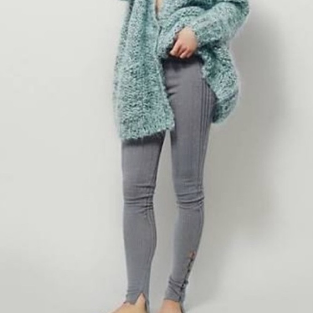 Gray Free People Knit Leggings